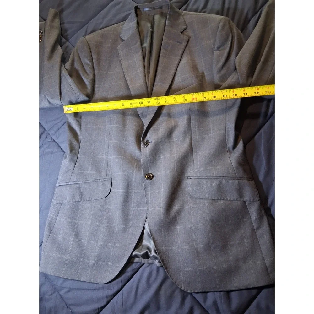 Charles Tyrwhitt Reda Super 110s Wool Slim Fit Blazer Blue Grey Windowpane 44R